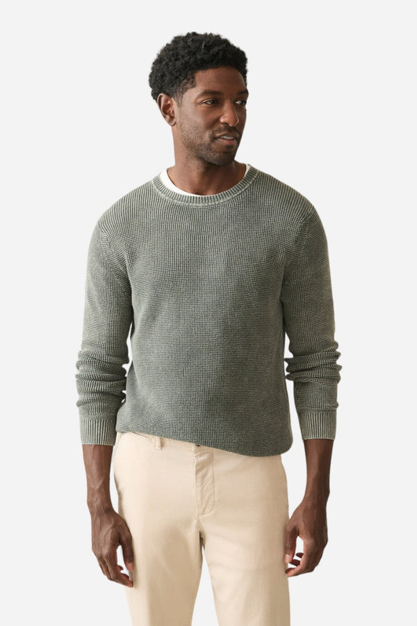 Faherty Sunwashed Crewneck Sweater in Mountain Olive