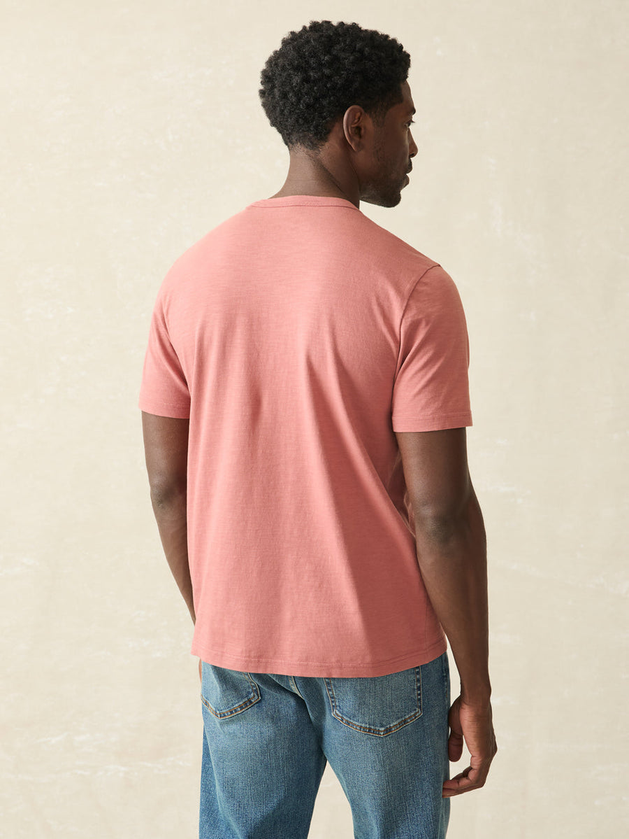 Faherty Sunwashed Pocket Tee in Fall Red – side view