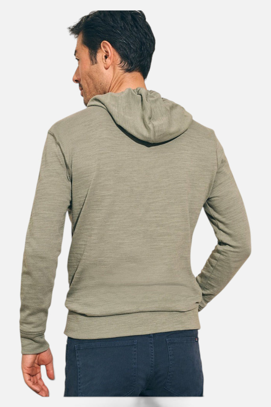 Faherty Sunwashed Slub Hoodie in Trail Olive – detail
