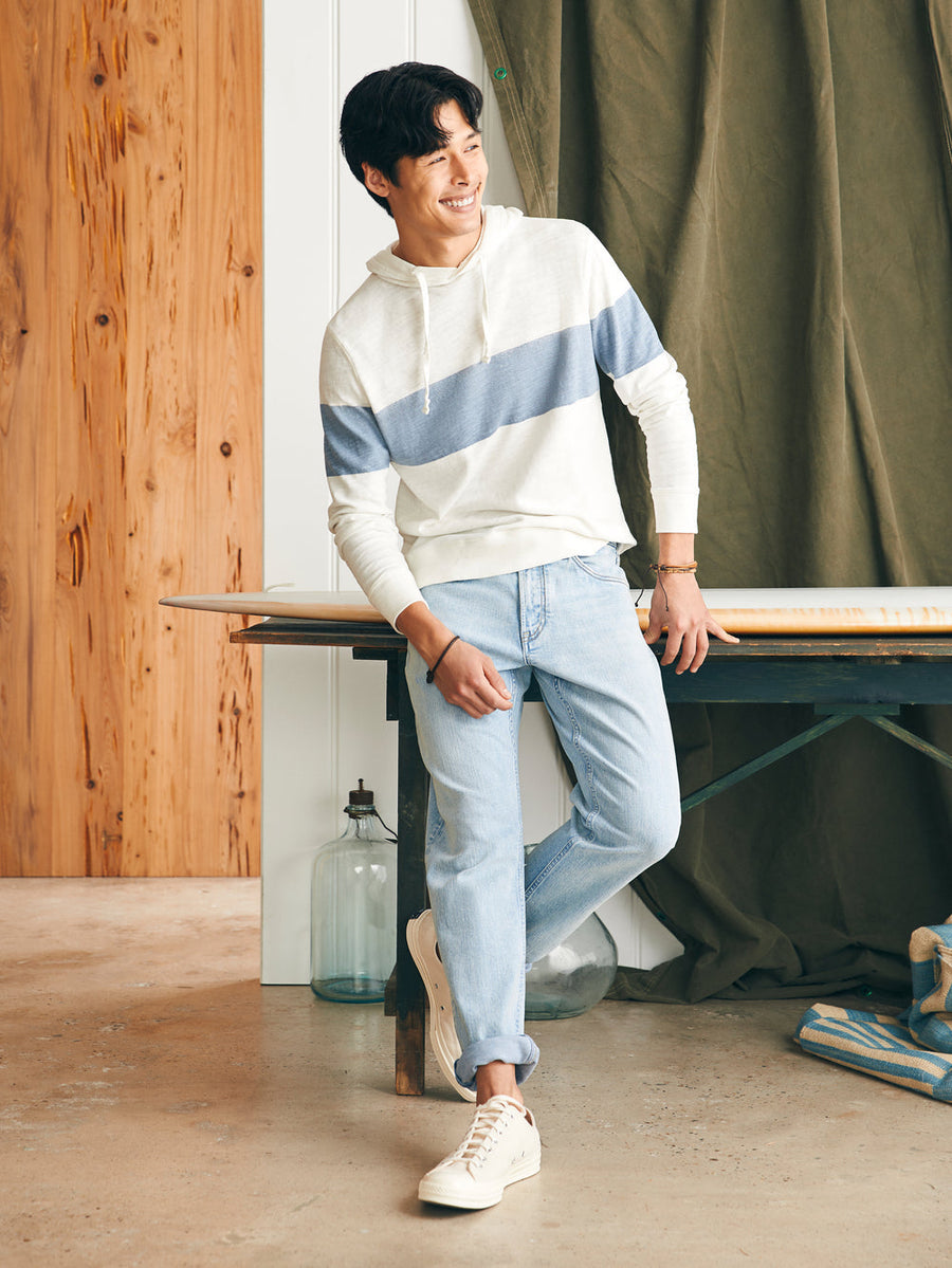 Faherty Sunwashed Sunray Slub Hoodie in Ocean Sunrise – back view