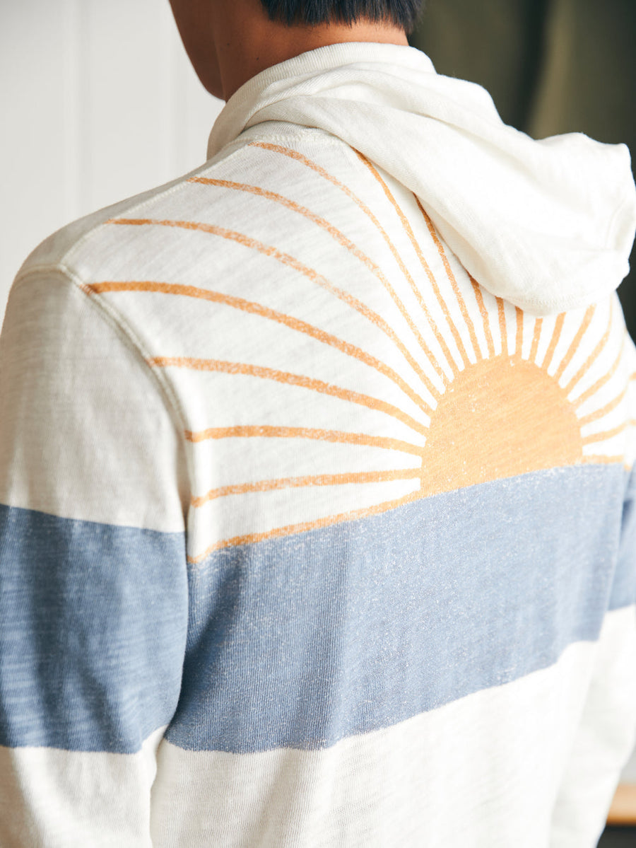 Faherty Sunwashed Sunray Slub Hoodie in Ocean Sunrise – side view