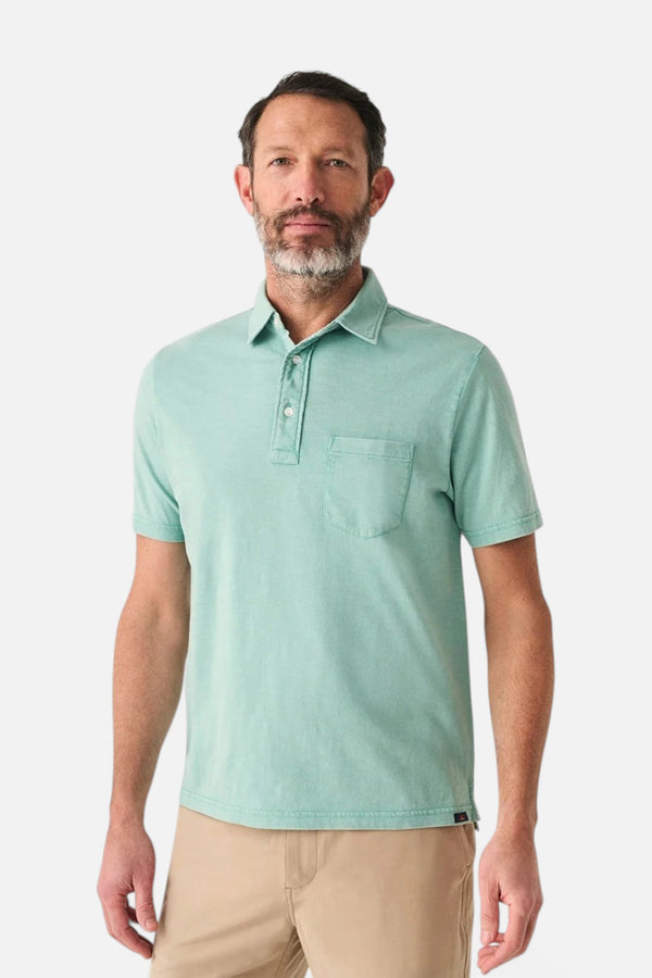 Faherty Sunwashed T-Shirt Polo in Lagoon Teal