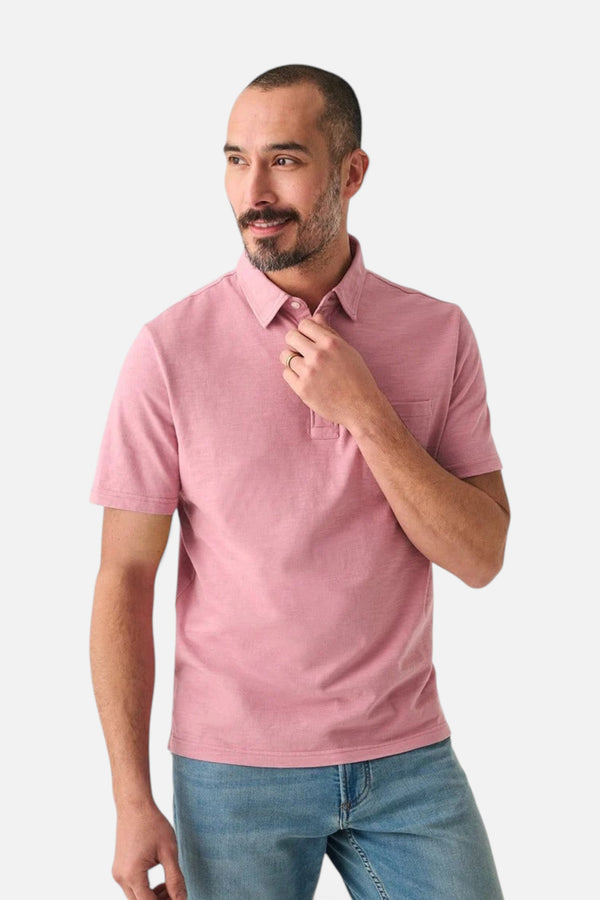 Faherty Sunwashed T-Shirt Polo in Light Orchid