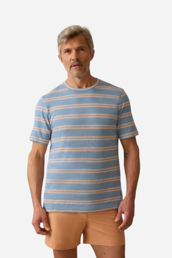 Faherty Sunwashed Tee in Coast Coral Stripe