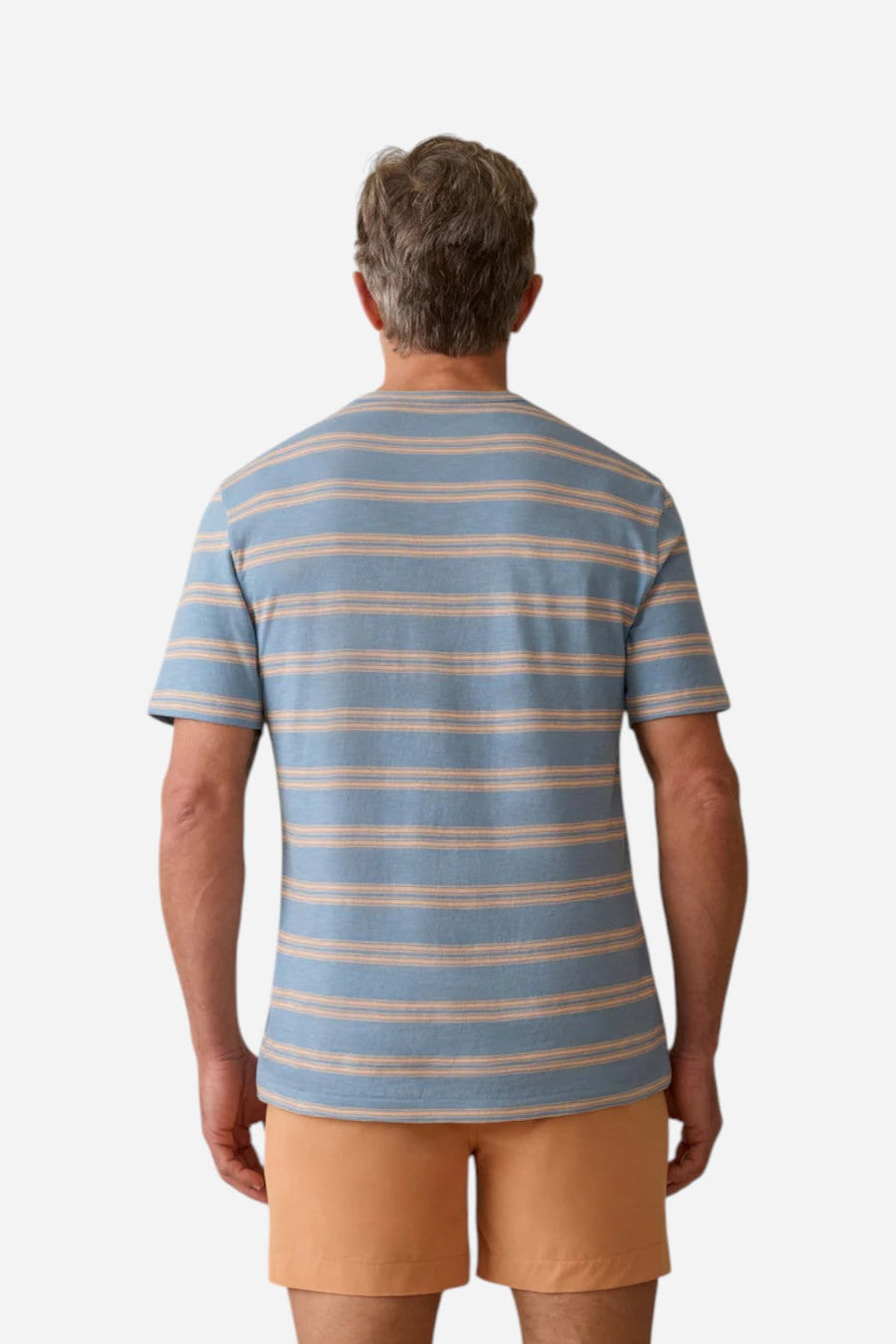 Faherty Sunwashed Tee in Coast Coral Stripe – side view