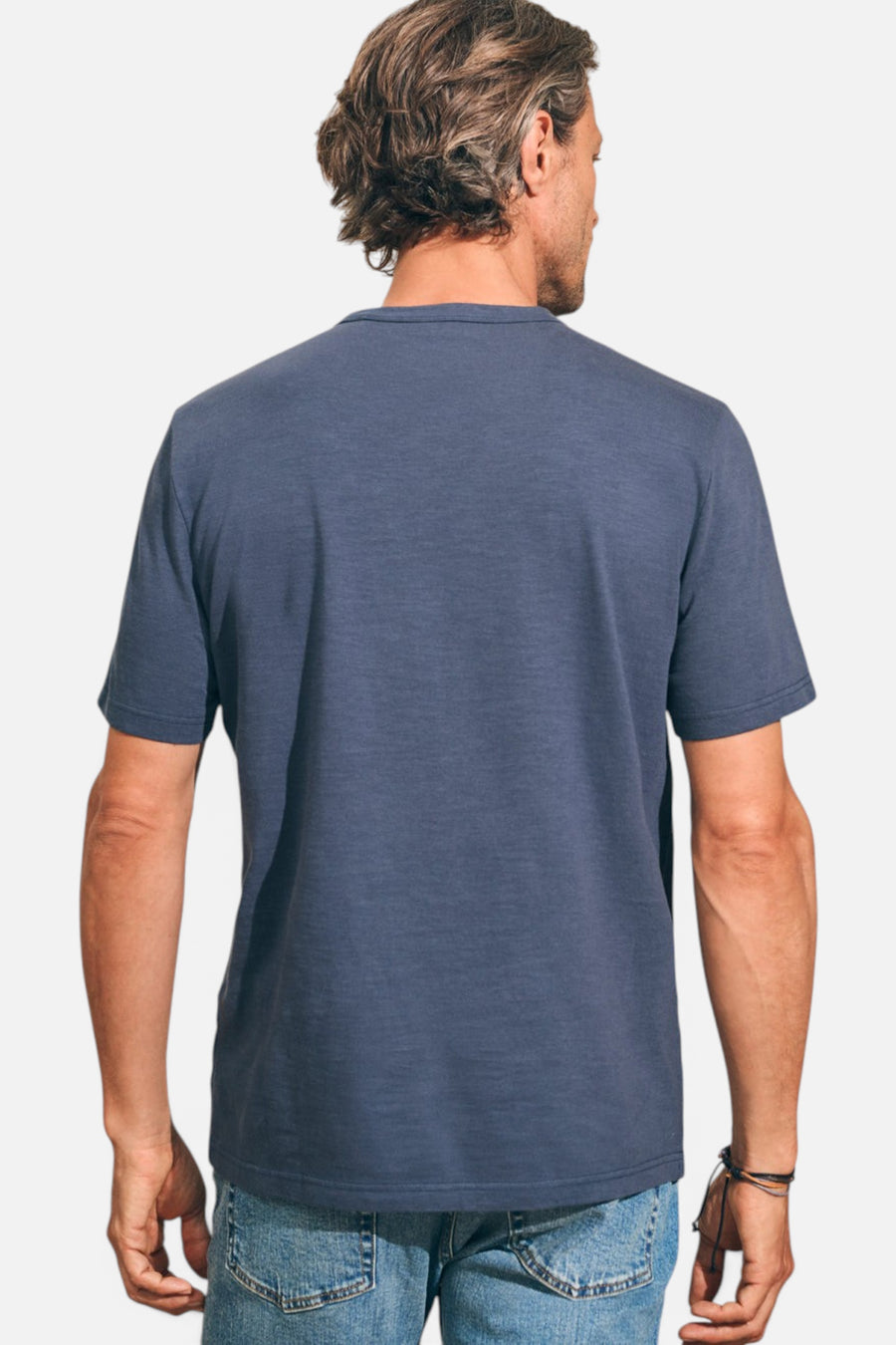 Faherty Sunwashed Tee in Dune Navy – back view