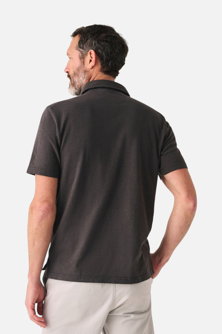 Faherty Sunwashed Tshirt Polo in Washed Black – detail