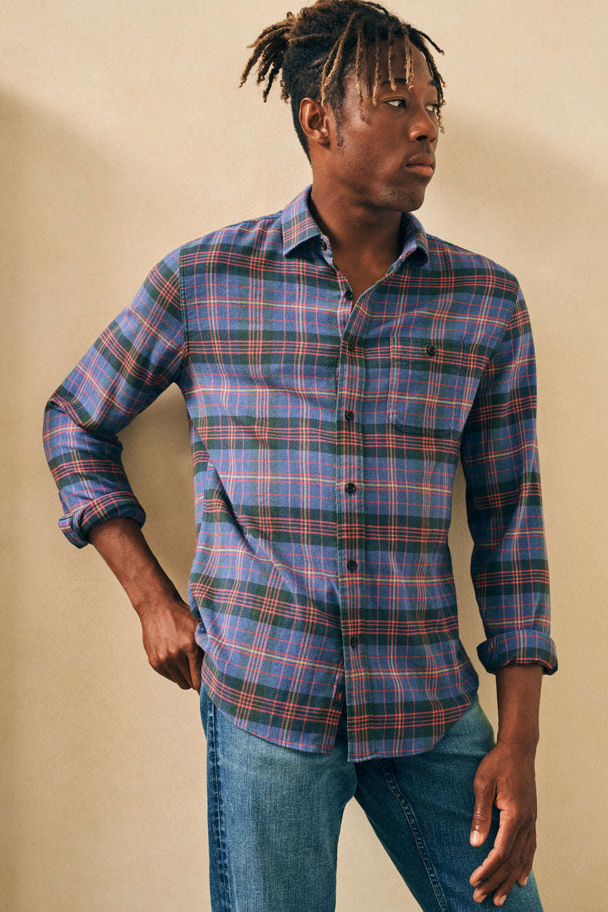 Faherty Super Brushed Flannel in Trestle Tree Plaid – back view