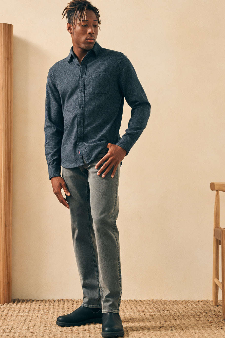 Faherty Super Brushed Flannel in Washed Black – flat lay