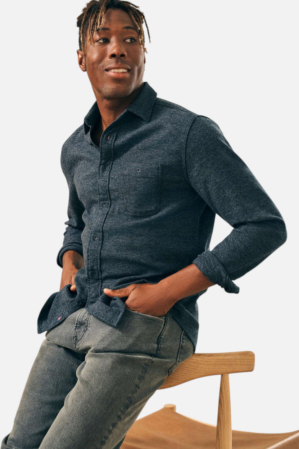 Faherty Super Brushed Flannel in Washed Black