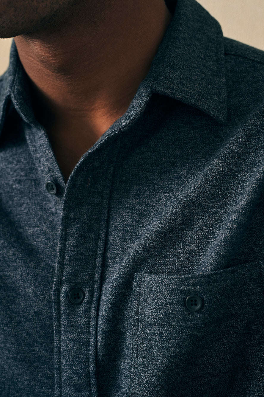 Faherty Super Brushed Flannel in Washed Black – side view