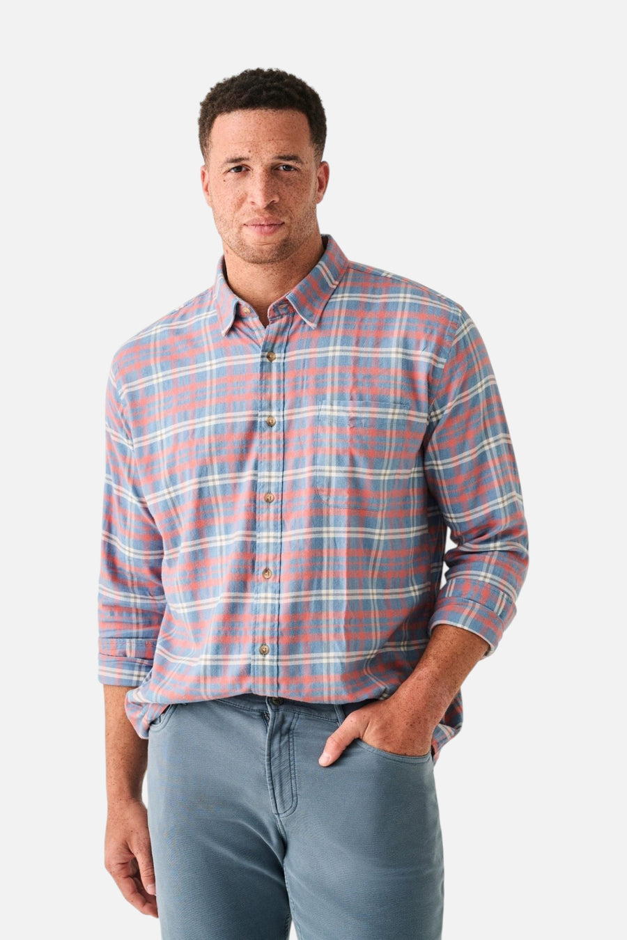 Faherty The All Time Shirt in Niagara River Plaid – alternate
