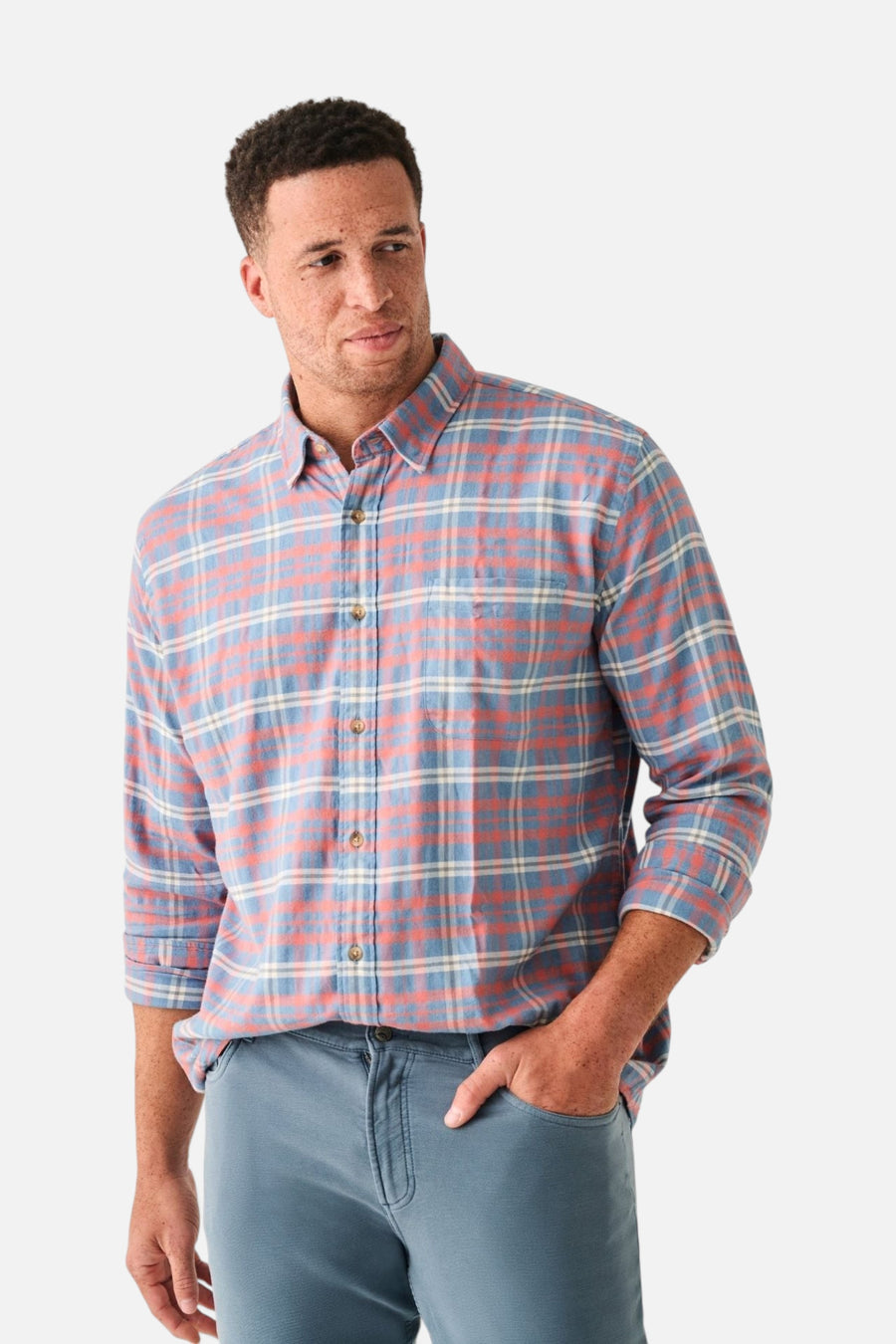 Faherty The All Time Shirt in Niagara River Plaid – alternate
