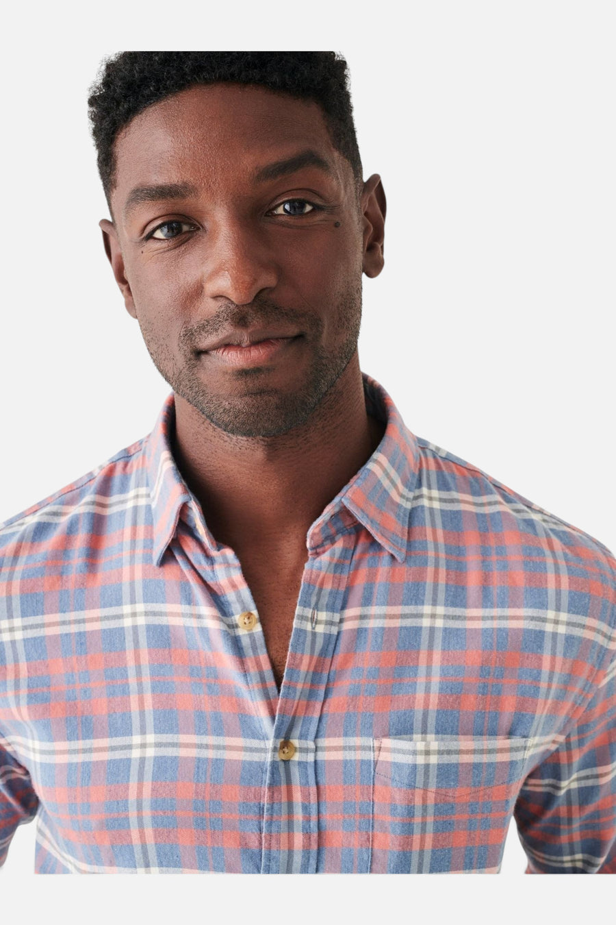Faherty The All Time Shirt in Niagara River Plaid – detail