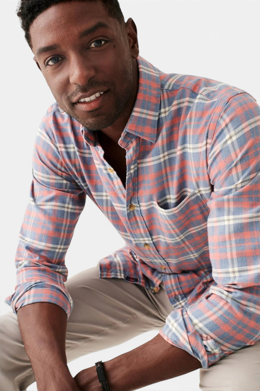 Faherty The All Time Shirt in Niagara River Plaid – front view