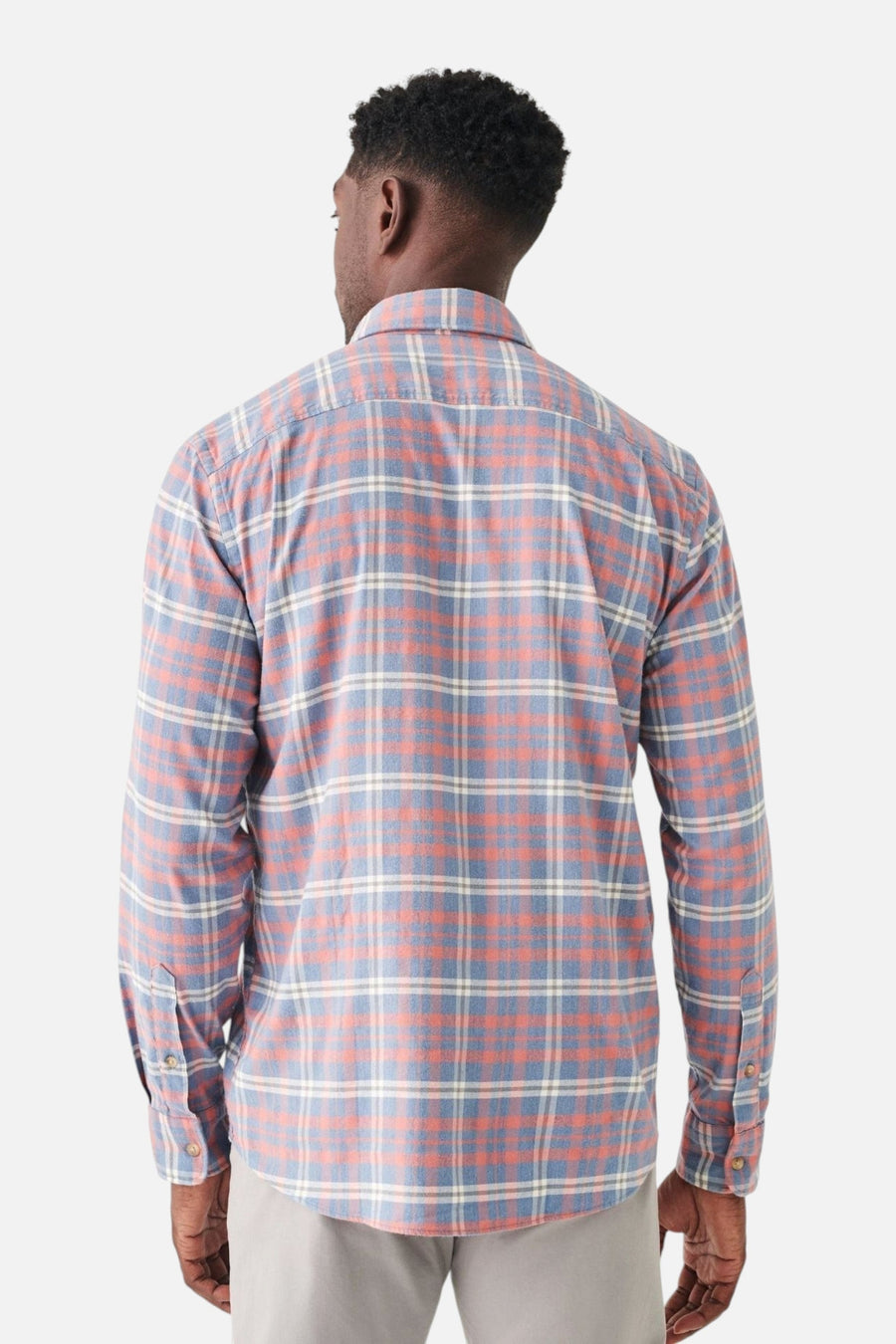 Faherty The All Time Shirt in Niagara River Plaid – side view