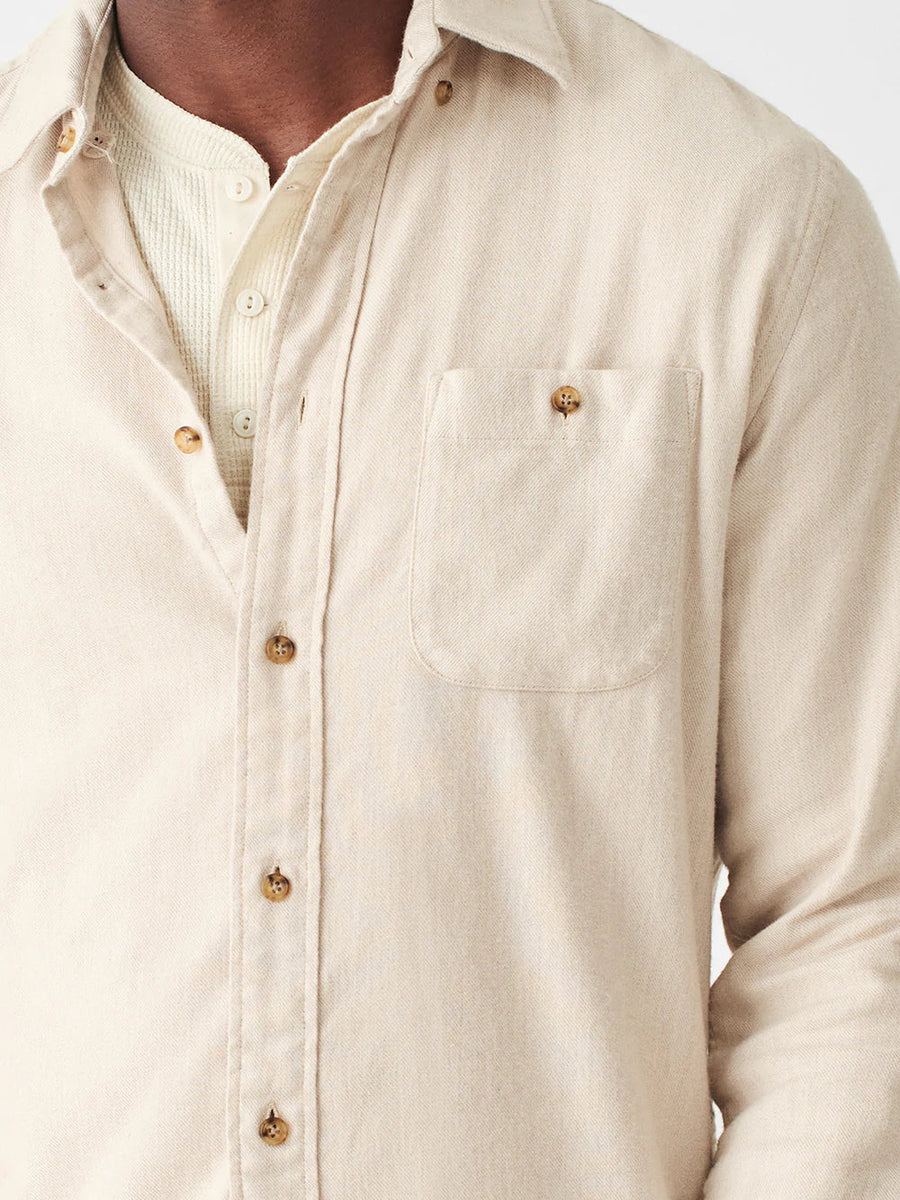 Faherty The Movement Flannel in Oatmeal Heather – back view