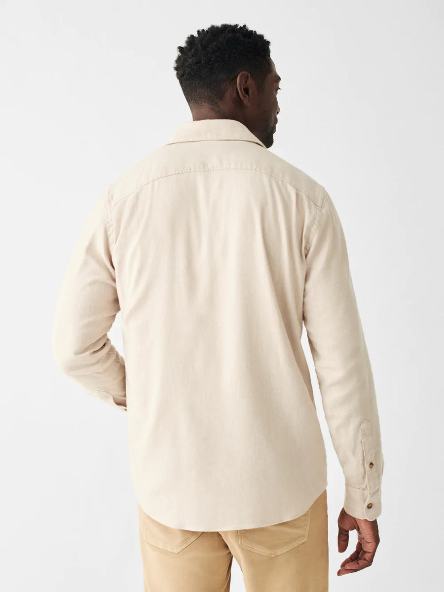 Faherty The Movement Flannel in Oatmeal Heather – detail