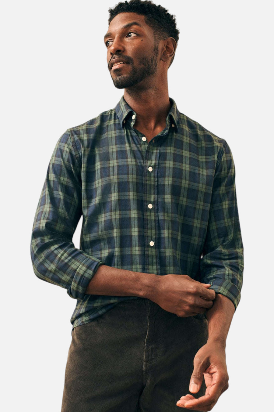 Faherty The Movement™ Shirt in Blackwatch Plaid – back view