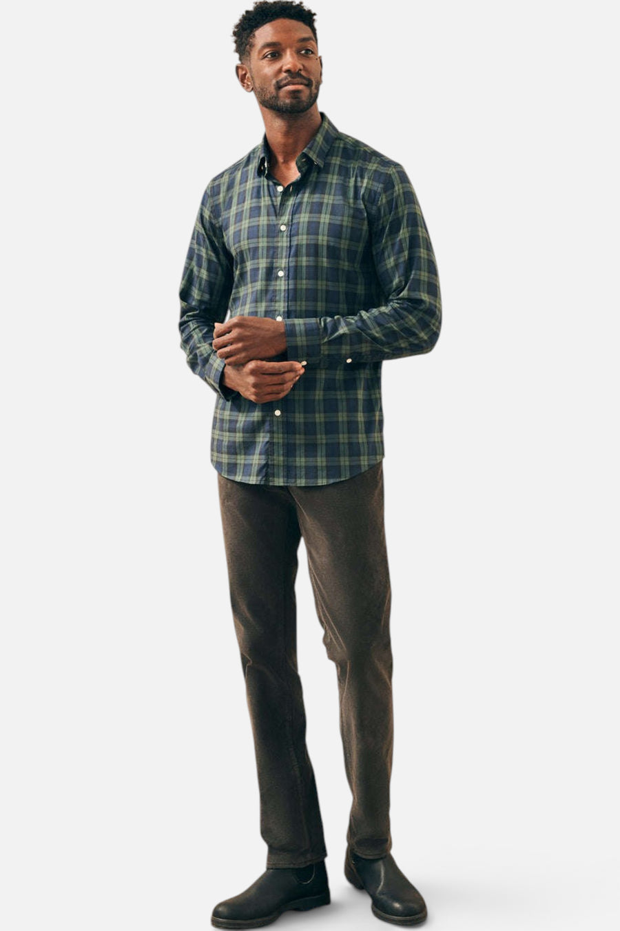 Faherty The Movement™ Shirt in Blackwatch Plaid – side view