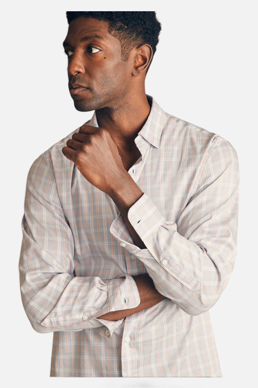 Faherty The Movement Shirt in Blue Coral Plaid – back view