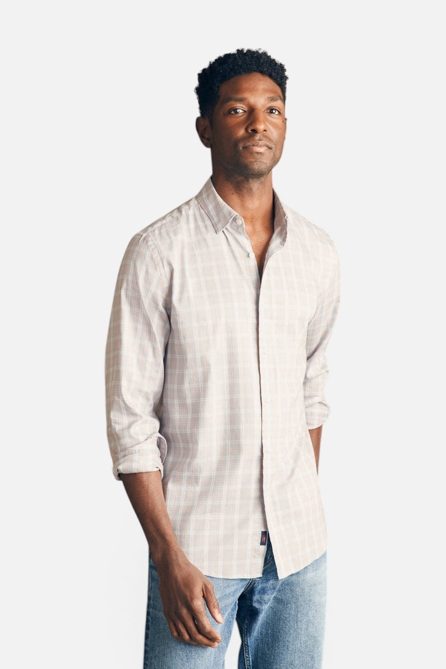 Faherty The Movement Shirt in Blue Coral Plaid – side view