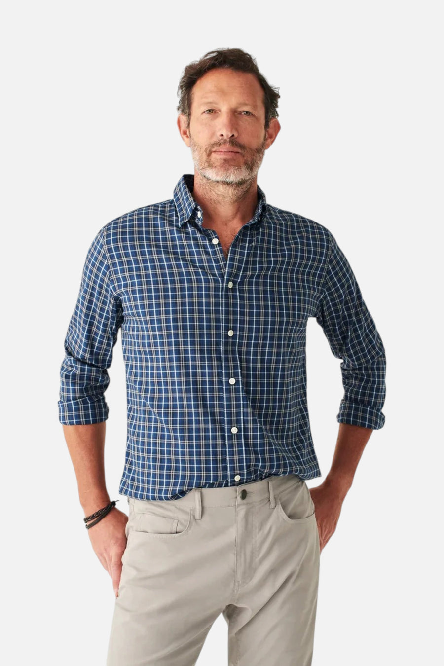 Faherty The Movement Shirt in Evening Peak Plaid – front view