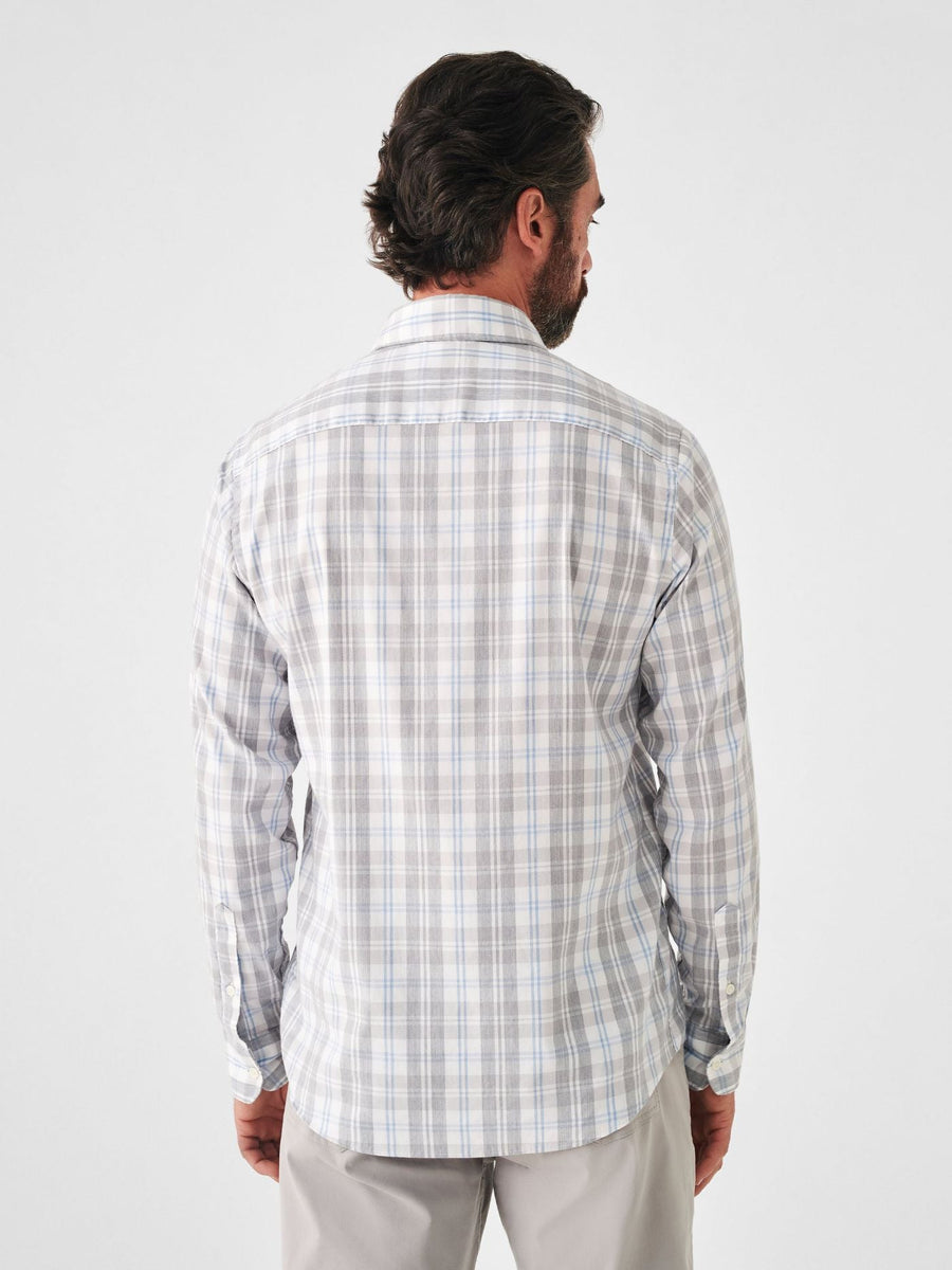 Faherty The Movement Shirt in Grey Cream Plaid – detail
