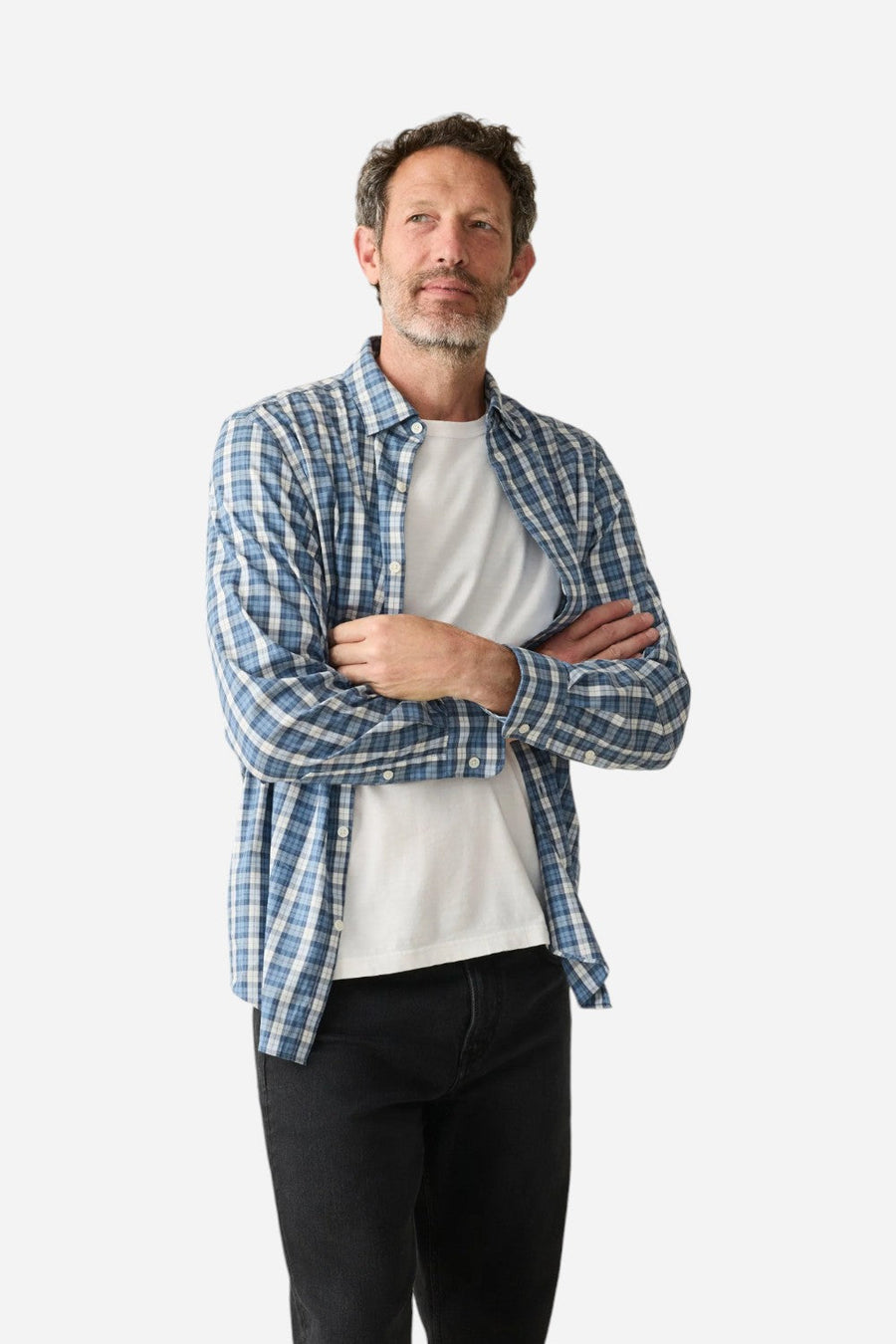 Faherty The Movement Shirt Seaside Blue Plaid – back view