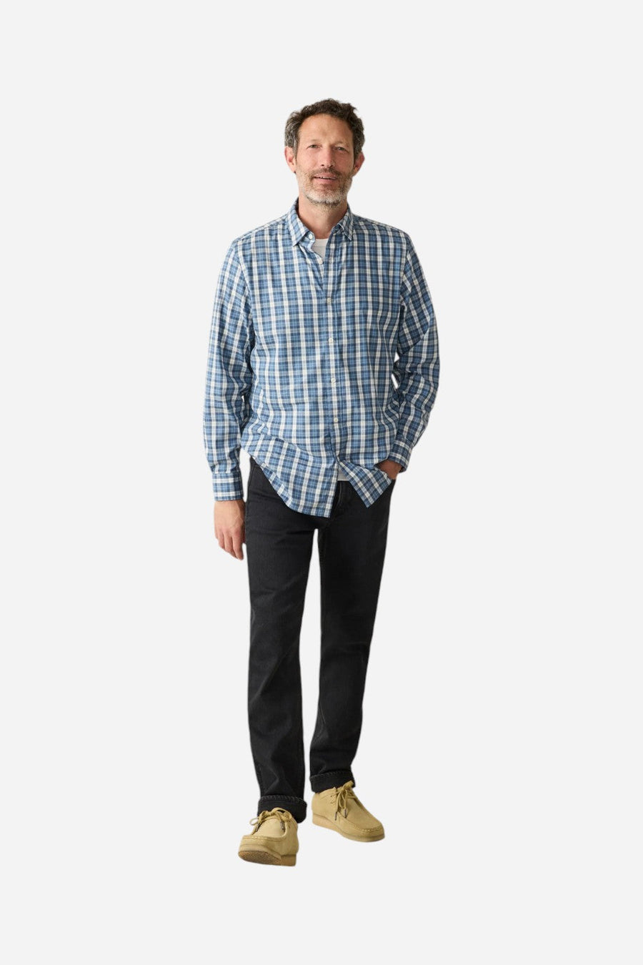 Faherty The Movement Shirt Seaside Blue Plaid – detail