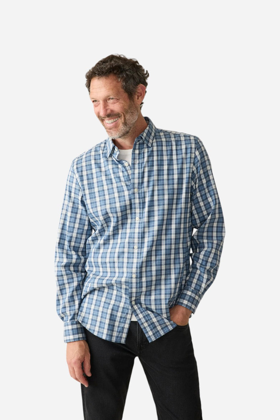 Faherty The Movement Shirt Seaside Blue Plaid – front view