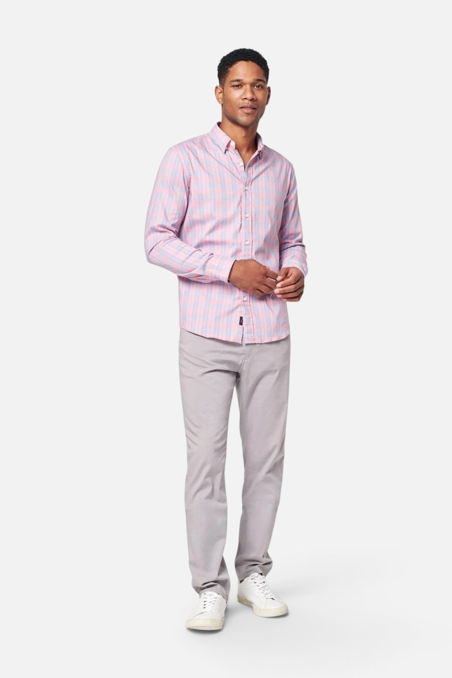 Faherty The Movement Shirt in Summer Rose Plaid – front view