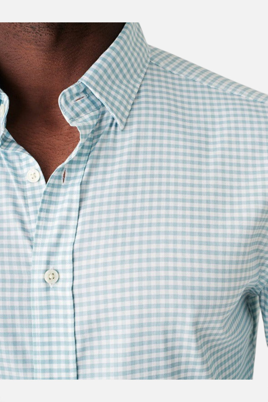 Faherty The Movement Shirt in Teal Gingham – side view