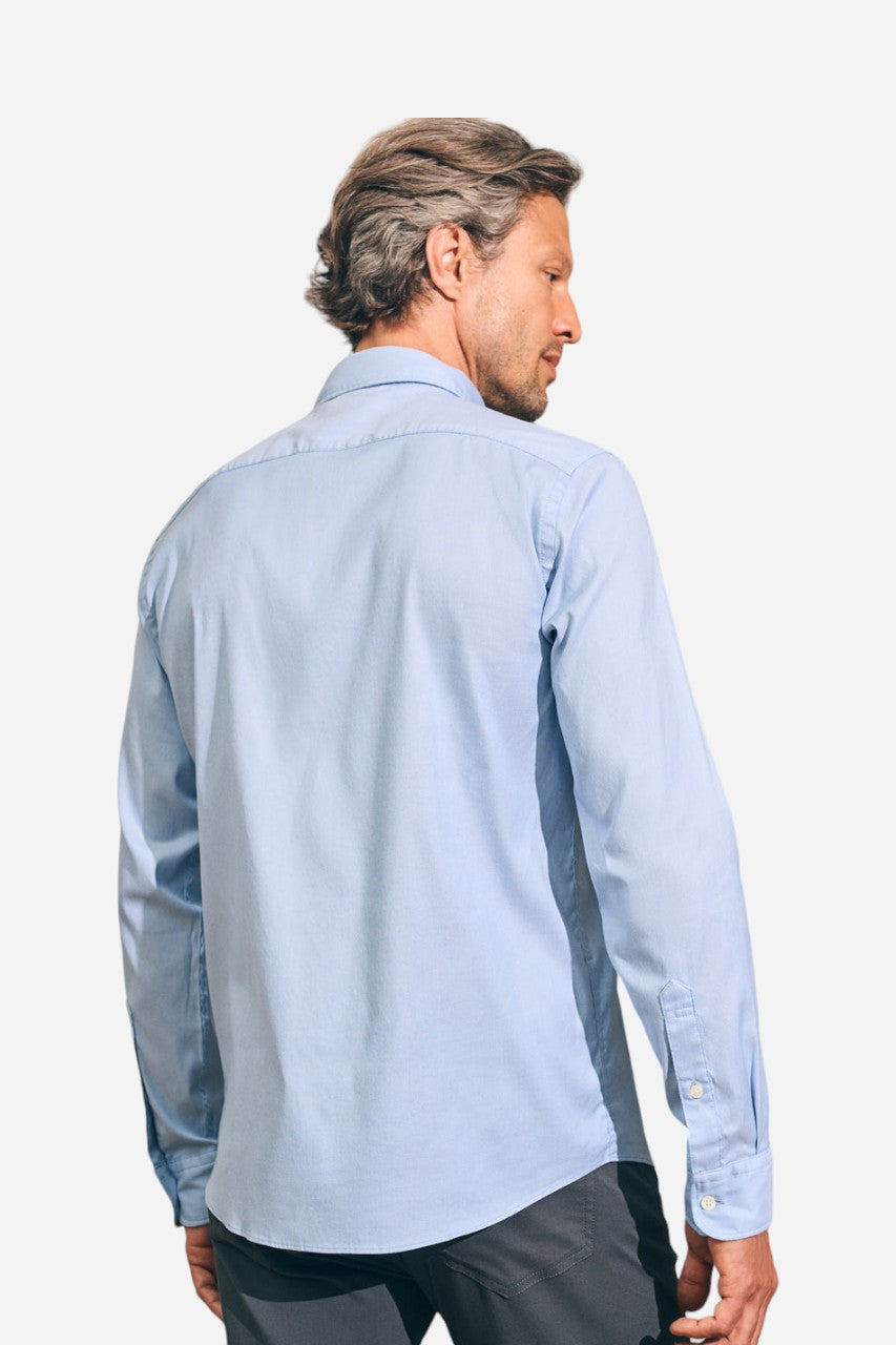 Faherty The Movement Sport Shirt in Atlantic Sky – back view