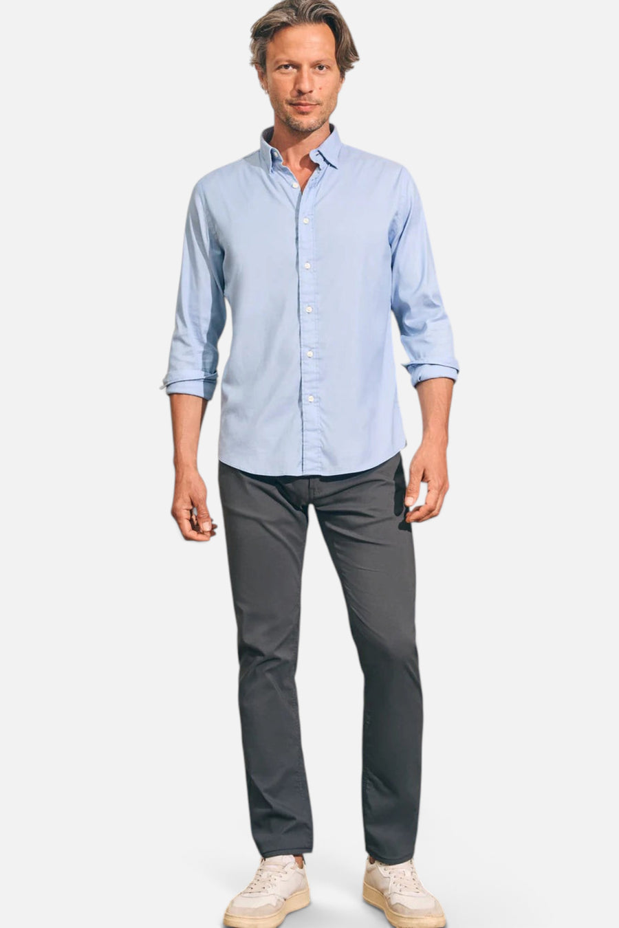 Faherty The Movement Sport Shirt in Atlantic Sky – side view