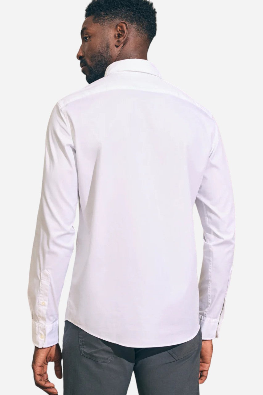 Faherty The Movement Sport Shirt in Cloud White – back view