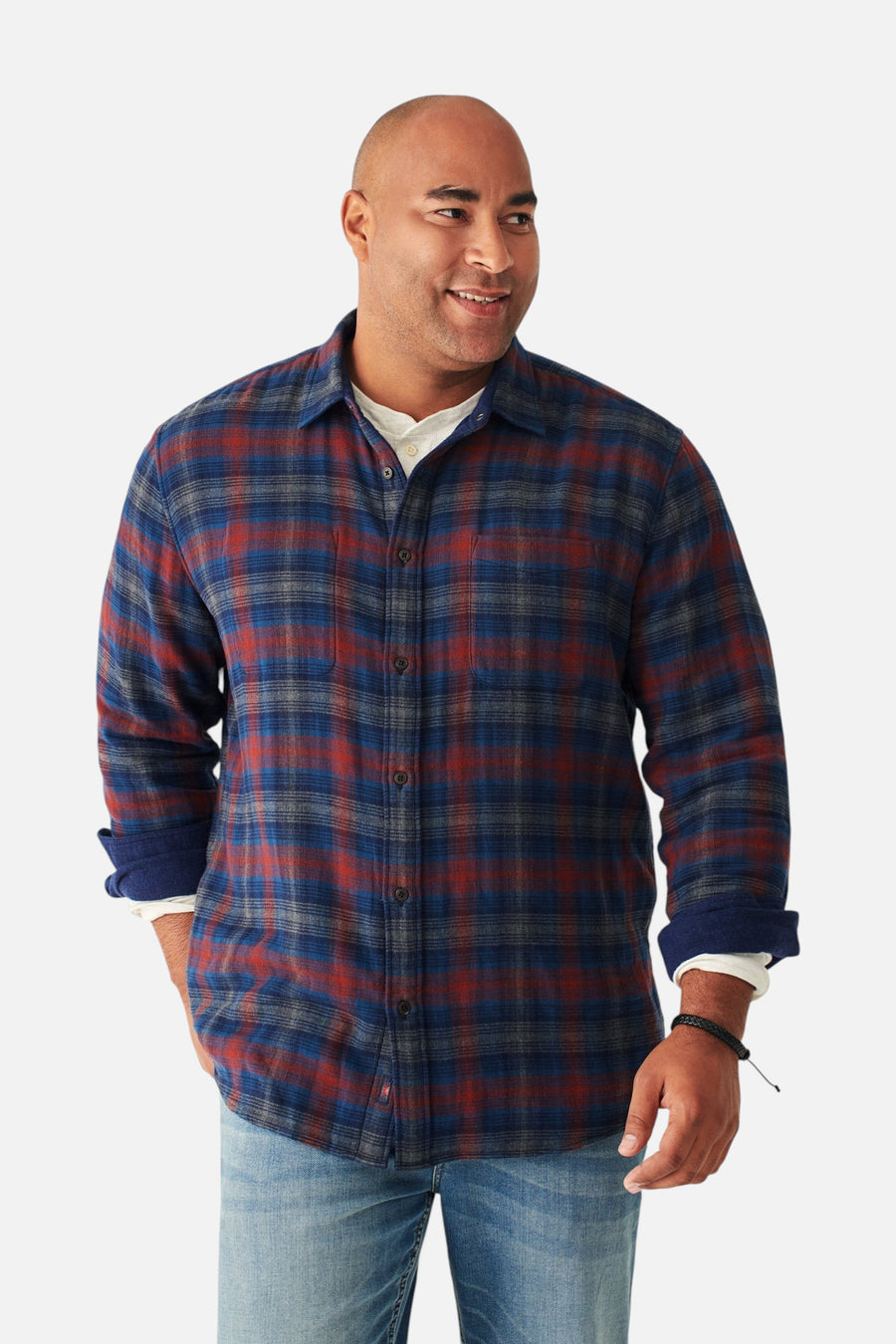 Faherty The Reversible Shirt in Wilson Peak Plaid – detail