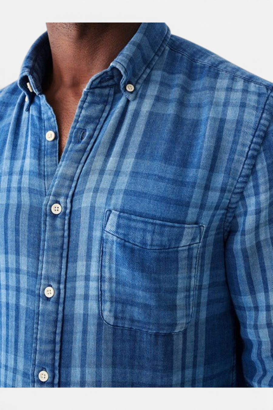 Faherty The Tony Doublecloth Shirt in Indigo Mist – flat lay