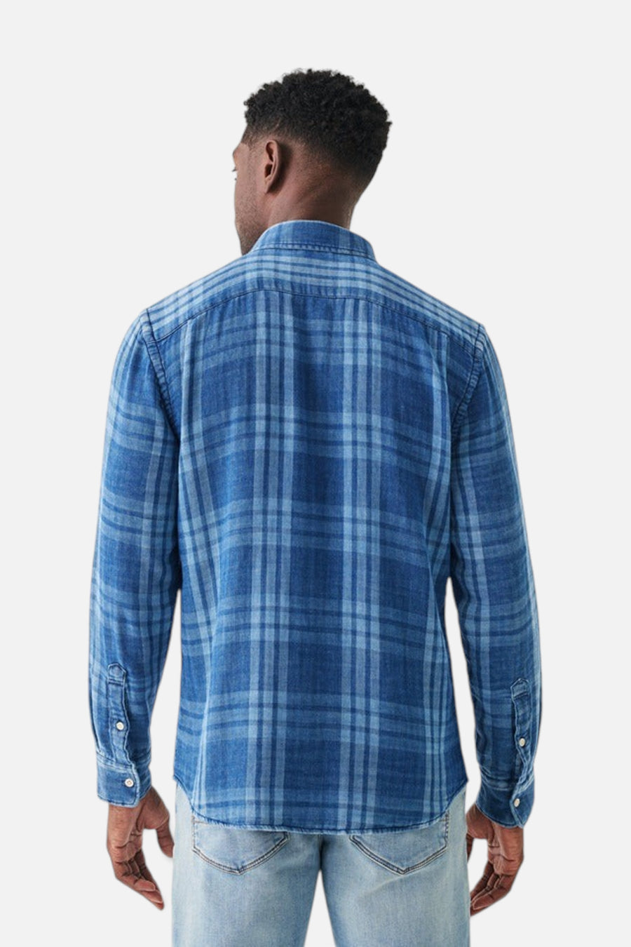 Faherty The Tony Doublecloth Shirt in Indigo Mist – side view