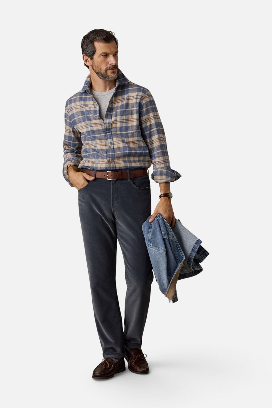 Faherty Timberline Brushed Twill Shirt in Moraine Hills Plaid – back view
