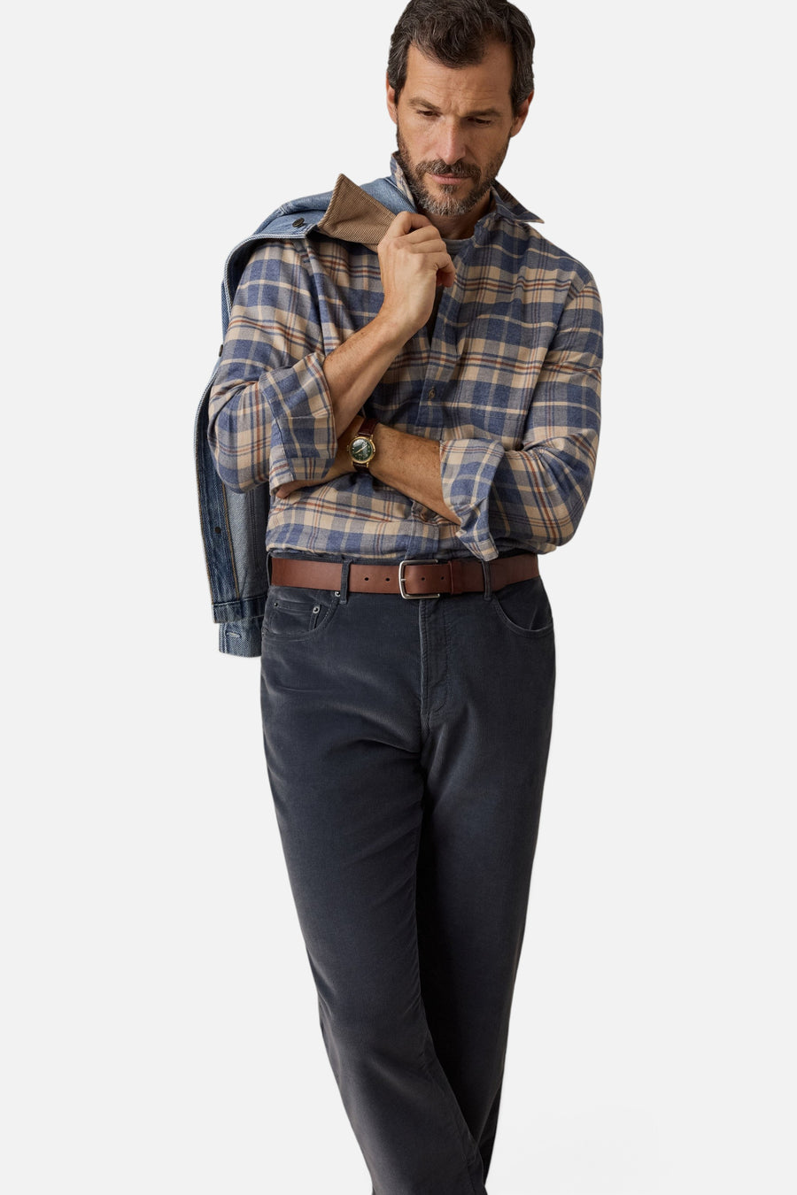 Faherty Timberline Brushed Twill Shirt in Moraine Hills Plaid – front view
