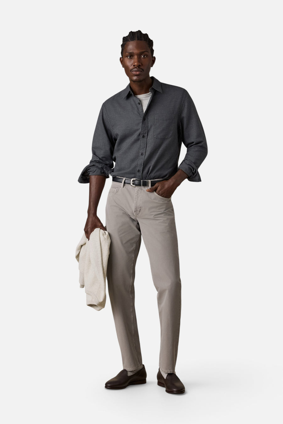 Faherty Timberline Brushed Twill Shirt in Rocky Summit – back view