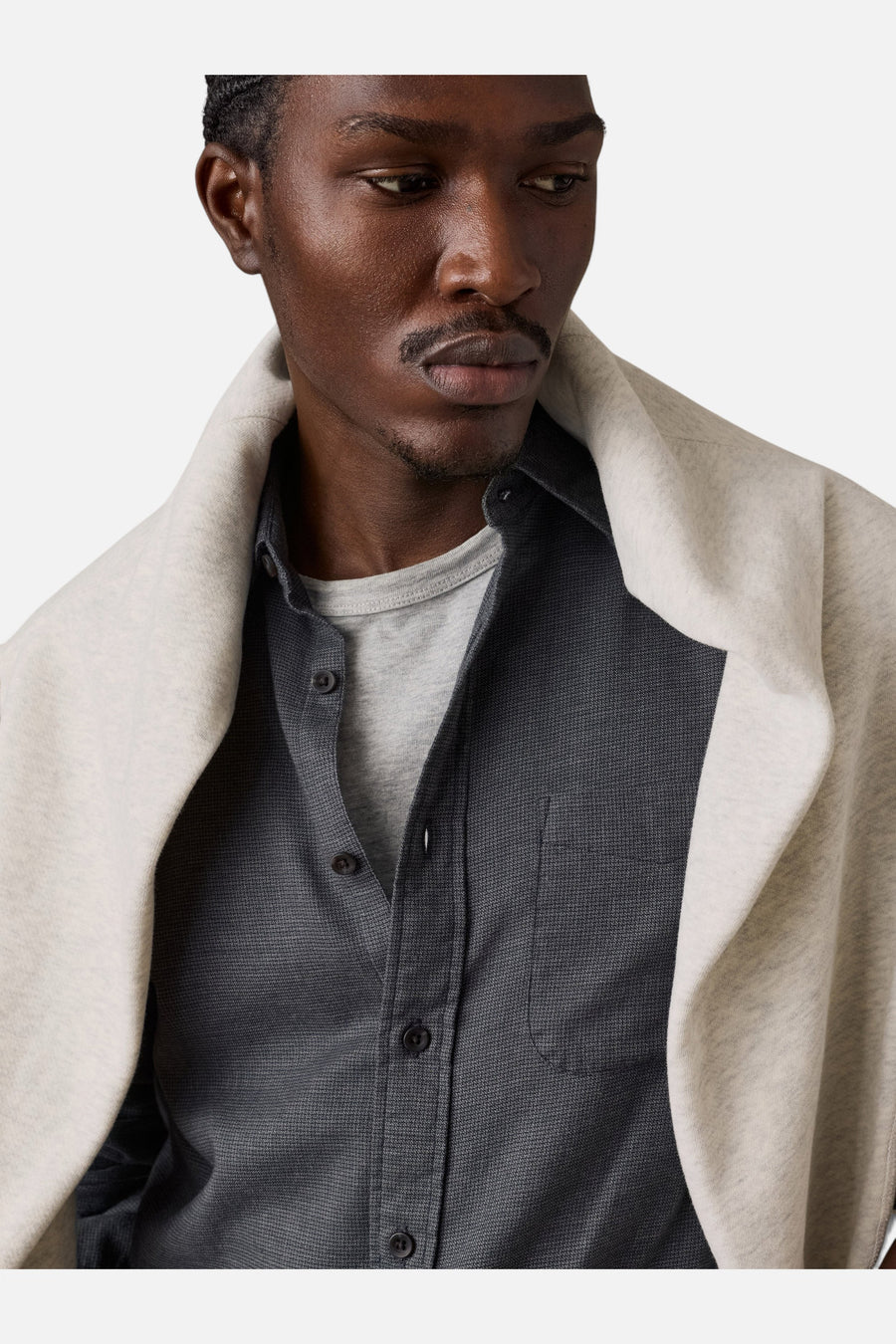 Faherty Timberline Brushed Twill Shirt in Rocky Summit – detail