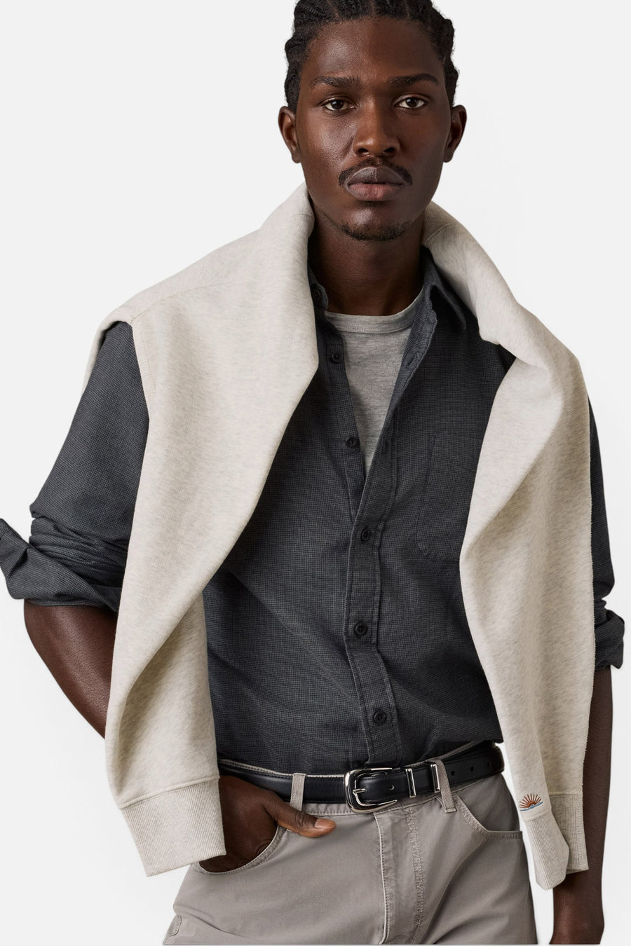 Faherty Timberline Brushed Twill Shirt in Rocky Summit – flat lay