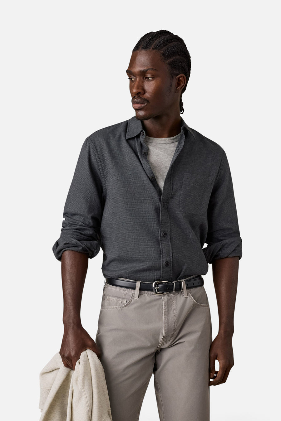 Faherty Timberline Brushed Twill Shirt in Rocky Summit – front view