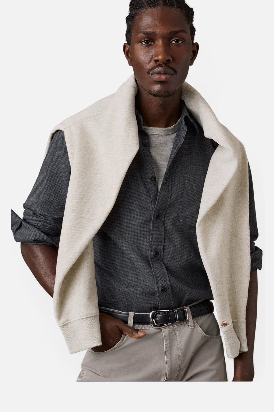 Faherty Timberline Brushed Twill Shirt in Rocky Summit – on model