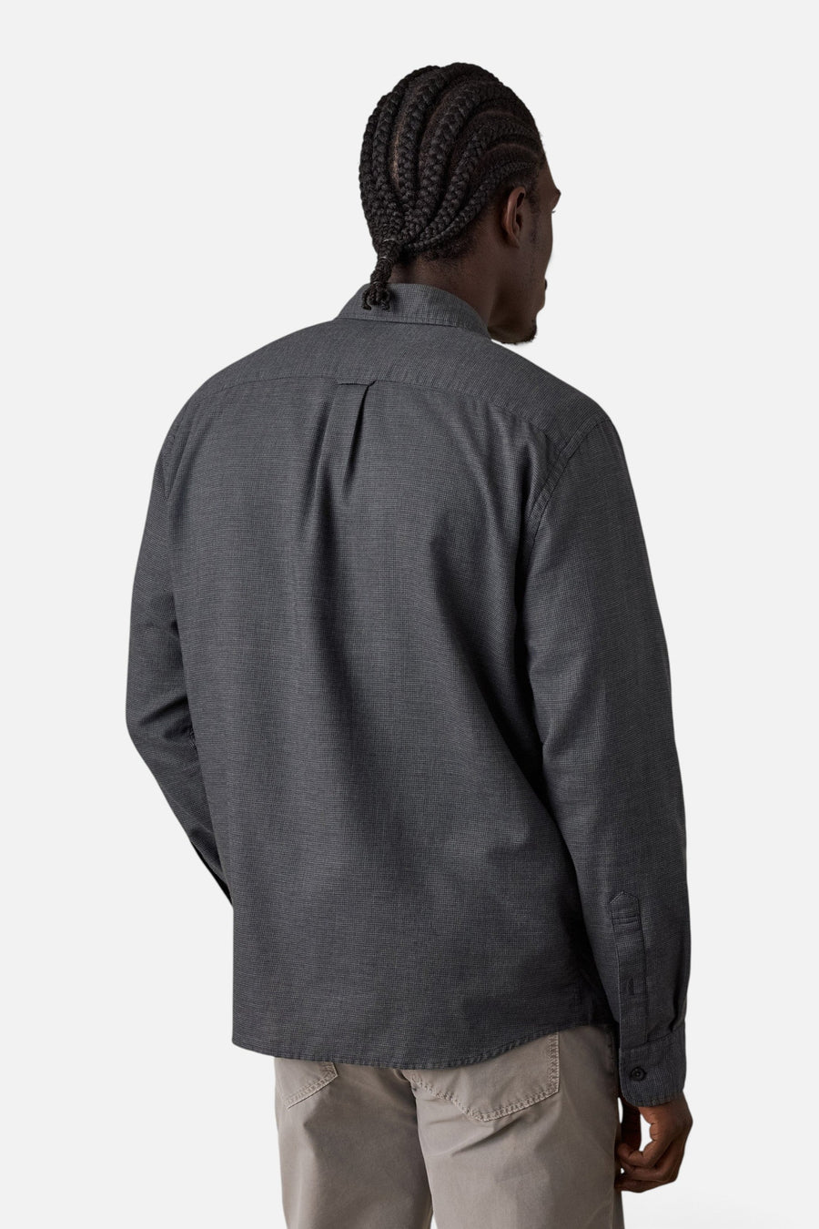 Faherty Timberline Brushed Twill Shirt in Rocky Summit – back view