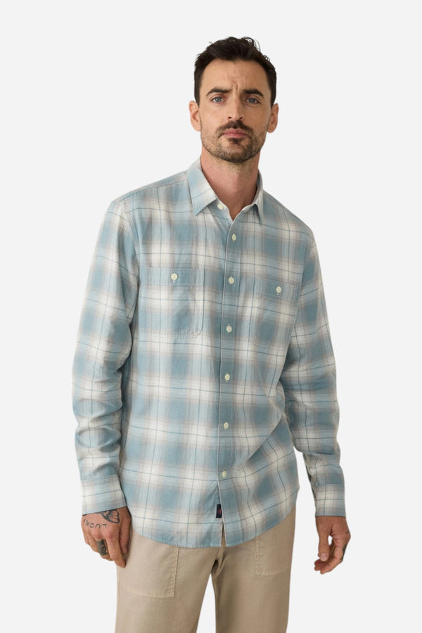 Faherty Tried & True Chambray Workshirt in Emerald Coast Plaid