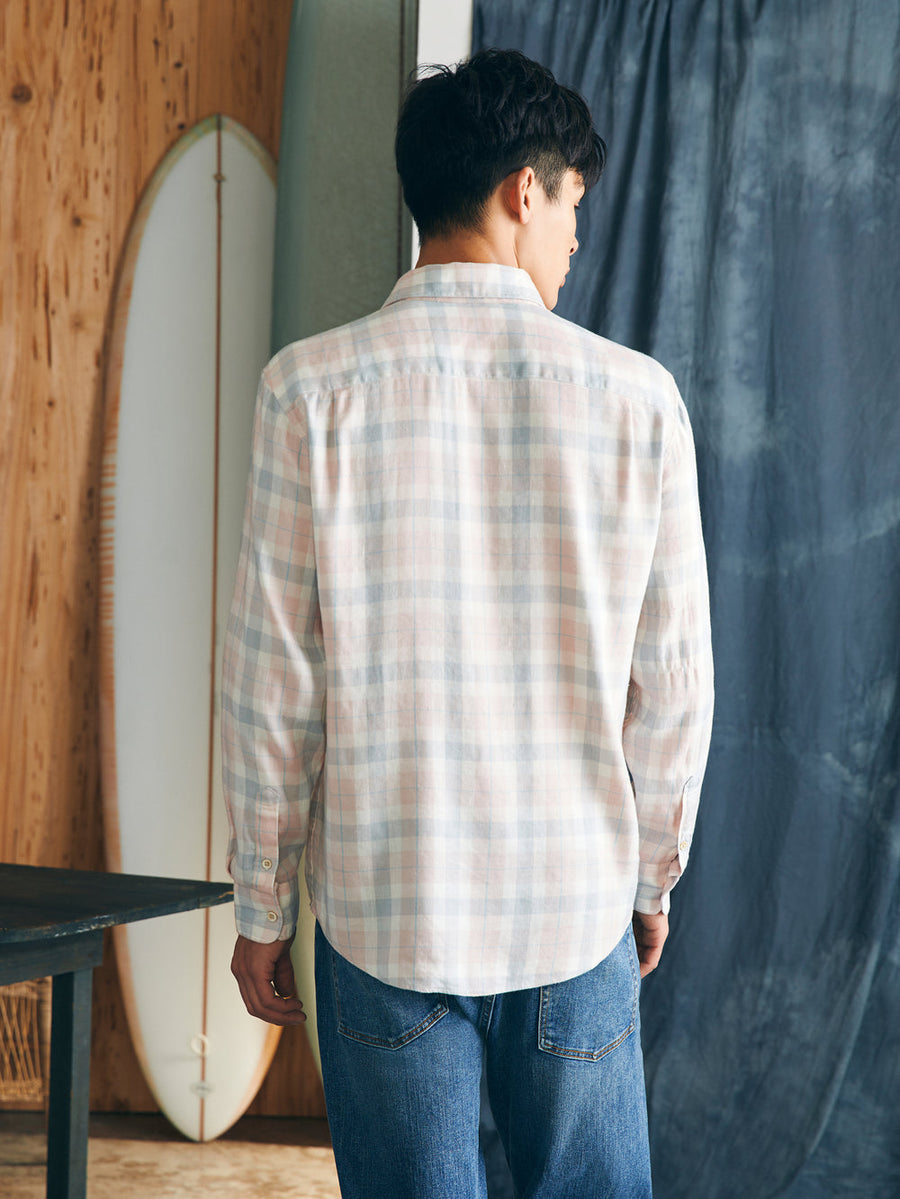 Faherty Weekend Blend Shirt in Mauve Field Plaid – flat lay