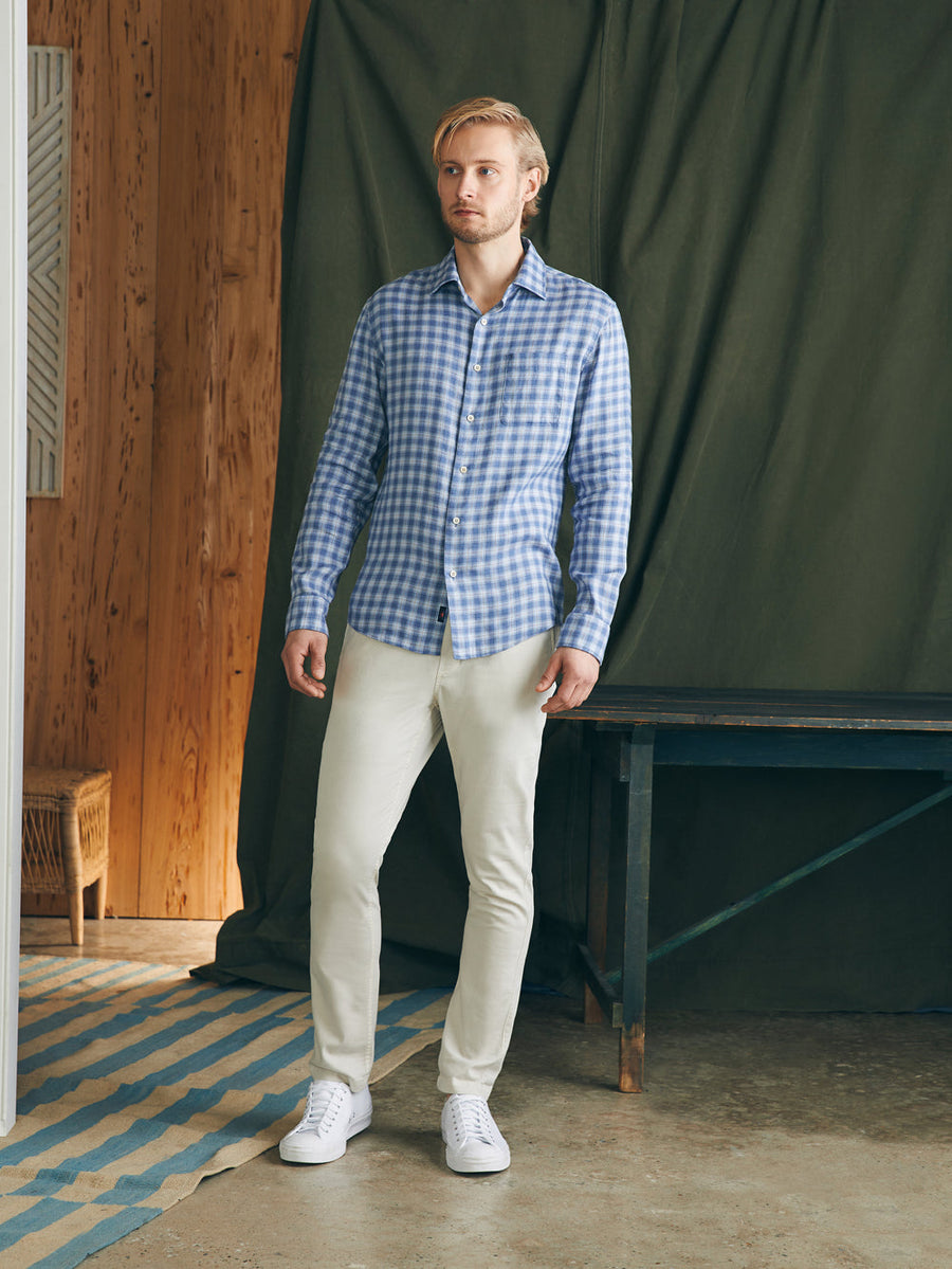 Faherty Weekend Blend Shirt in Rockville Blue Plaid – detail